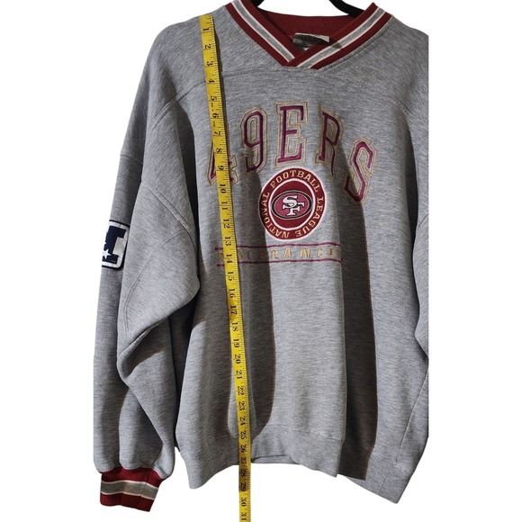VTG Lee Sport 49ers Sweatshirt NFL Football V Neck Pullover Gray  XL -FLAWED - Picture 5 of 5